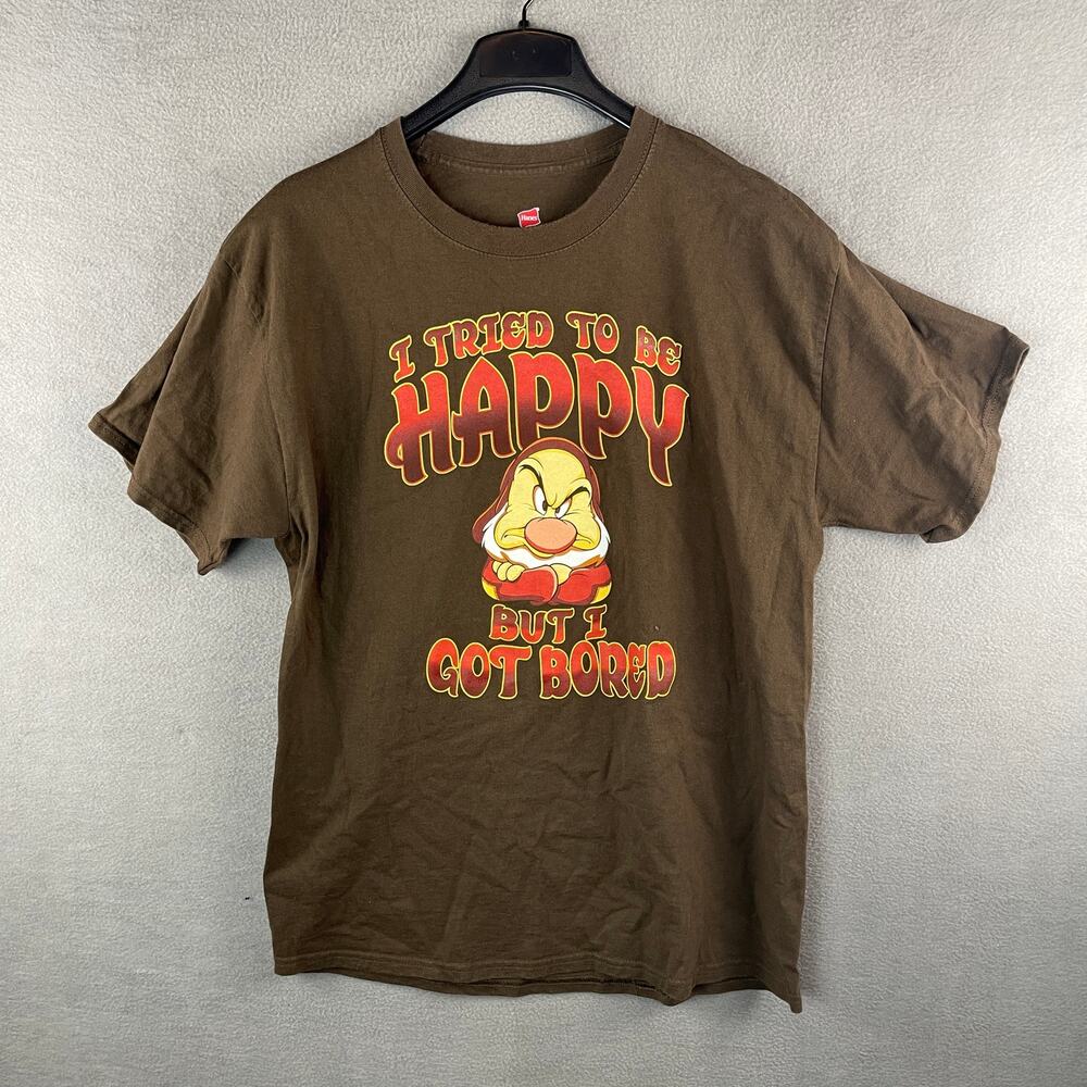 Disney Parks Hanes Grumpy Dwarf "I tried to be happy..." Short Sleeve L T-Shirt